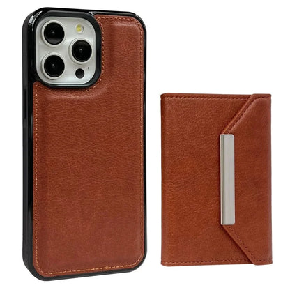For iPhone 16 Pro Case Card Bag Kickstand TPU+PU Phone Cover