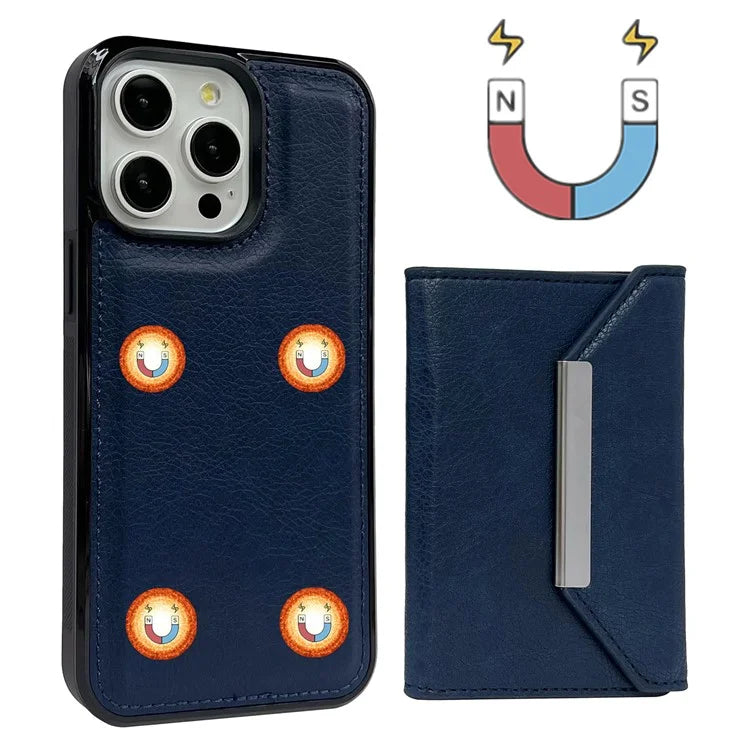 For iPhone 16 Pro Max Case Card Bag Kickstand TPU+PU Phone Cover