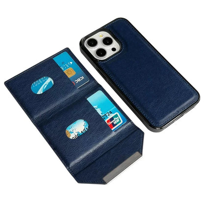 For iPhone 16 Pro Max Case Card Bag Kickstand TPU+PU Phone Cover