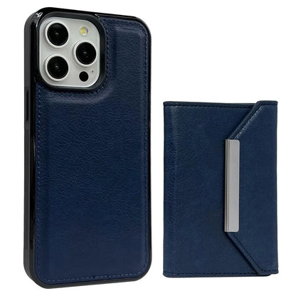 For iPhone 16 Pro Max Case Card Bag Kickstand TPU+PU Phone Cover