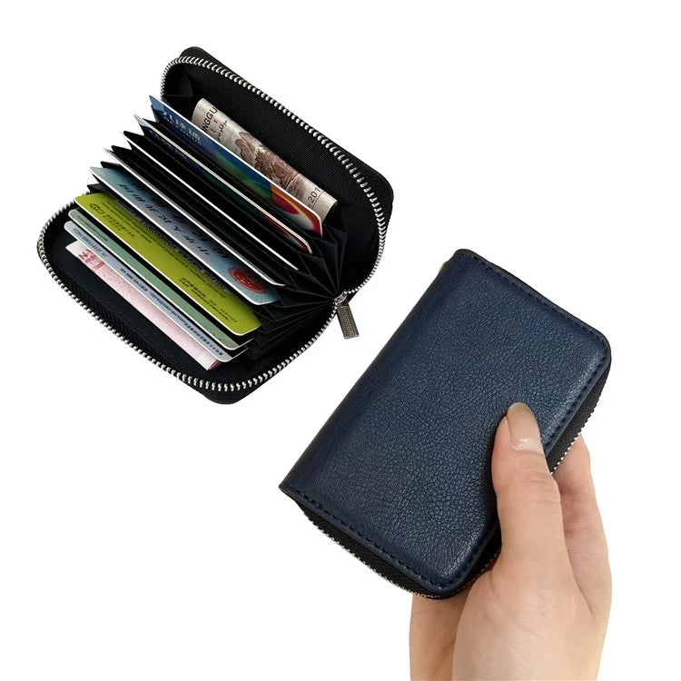 For iPhone 16 Pro Max Case Detachable Zipper Card Bag PU+TPU Kickstand Phone Case with Strap