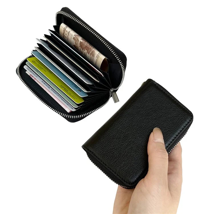 For iPhone 16 Pro Max Case Detachable Zipper Card Bag PU+TPU Kickstand Phone Case with Strap