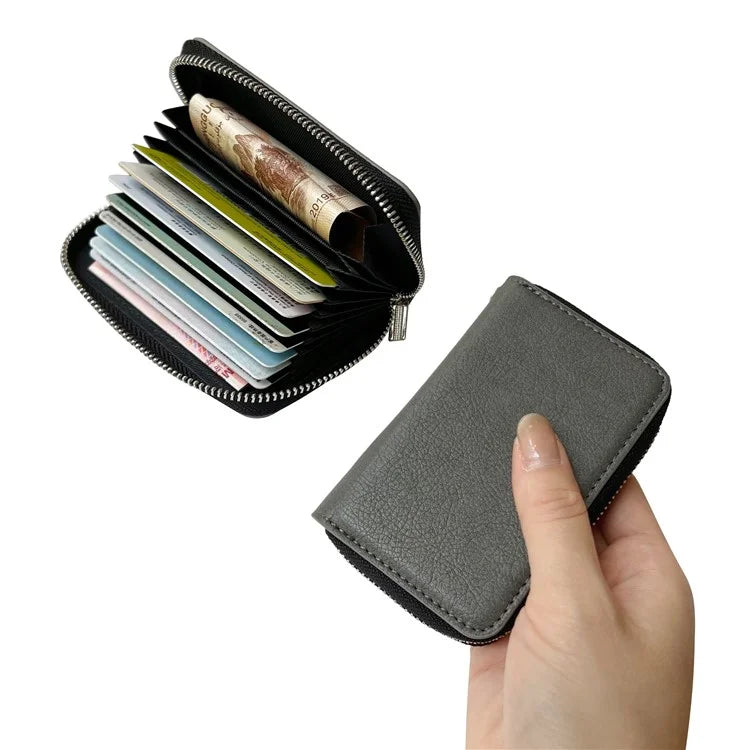 For iPhone 16 Pro Max Case Detachable Zipper Card Bag PU+TPU Kickstand Phone Case with Strap