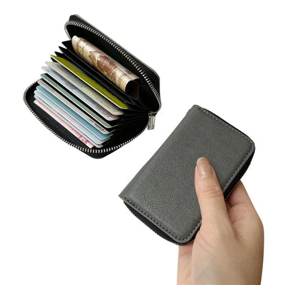 For iPhone 16 Pro Max Case Detachable Zipper Card Bag PU+TPU Kickstand Phone Case with Strap