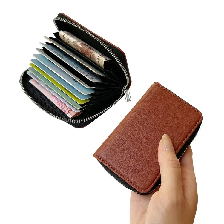 For iPhone 16 Pro Max Case Detachable Zipper Card Bag PU+TPU Kickstand Phone Case with Strap