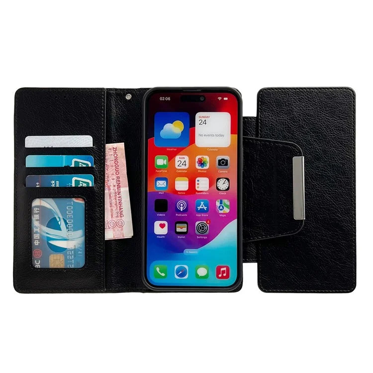 For iPhone 16 Pro Max Case Detachable 2-in-1 Magnetic Closure PU Leather Wallet Phone Case