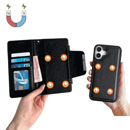 For iPhone 16 Plus Case Detachable 2-in-1 Magnetic Closure PU Leather Wallet Phone Case