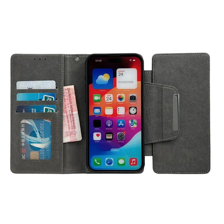 For iPhone 16 Plus Case Detachable 2-in-1 Magnetic Closure PU Leather Wallet Phone Case