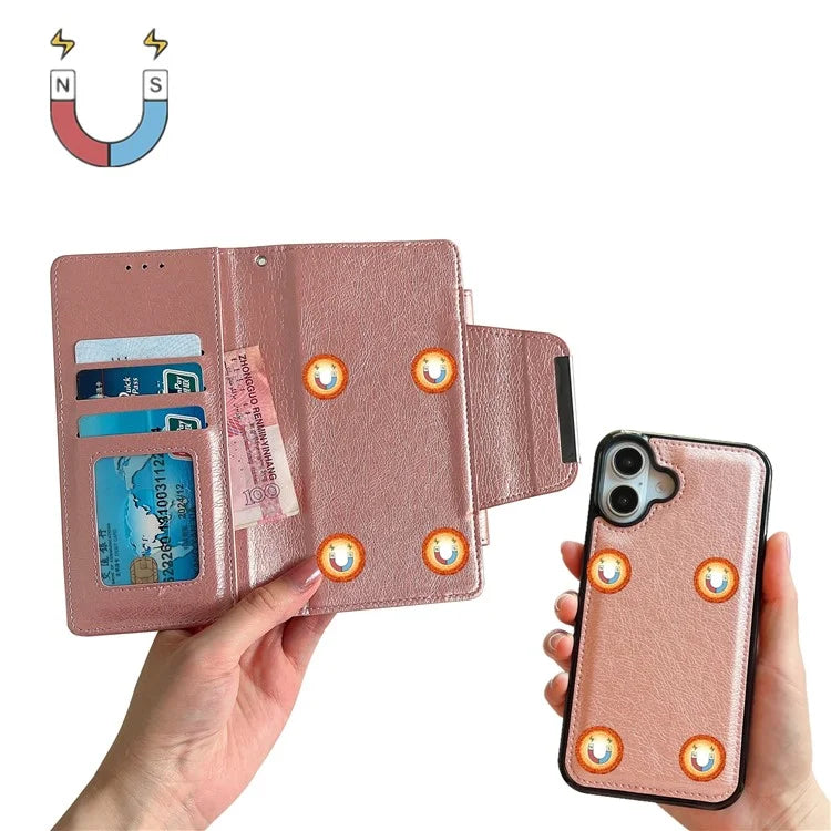 For iPhone 16 Plus Case Detachable 2-in-1 Magnetic Closure PU Leather Wallet Phone Case