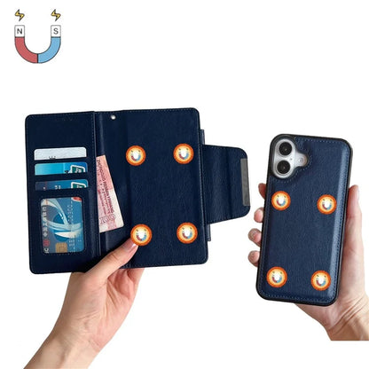 For iPhone 16 Plus Case Detachable 2-in-1 Magnetic Closure PU Leather Wallet Phone Case