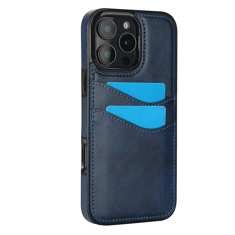 For iPhone 16 Pro Case Card Slot Slim-Fit PU+TPU Mobile Cover