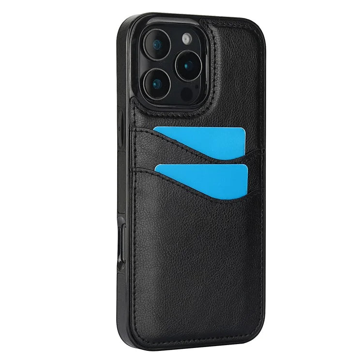 For iPhone 16 Pro Max Case Card Slot Slim-Fit PU+TPU Mobile Cover