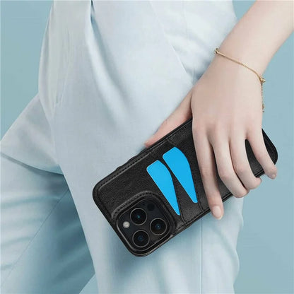 For iPhone 16 Pro Max Case Card Slot Slim-Fit PU+TPU Mobile Cover