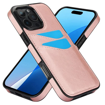 For iPhone 16 Pro Max Case Card Slot Slim-Fit PU+TPU Mobile Cover