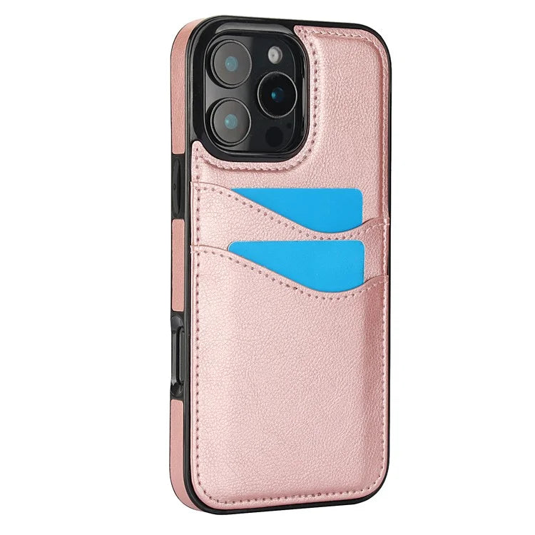 For iPhone 16 Pro Max Case Card Slot Slim-Fit PU+TPU Mobile Cover