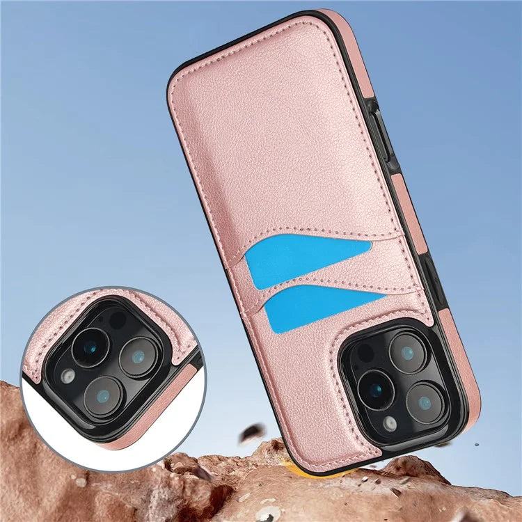 For iPhone 16 Pro Max Case Card Slot Slim-Fit PU+TPU Mobile Cover