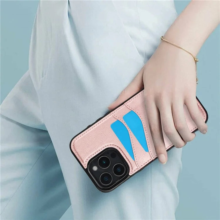 For iPhone 16 Pro Max Case Card Slot Slim-Fit PU+TPU Mobile Cover