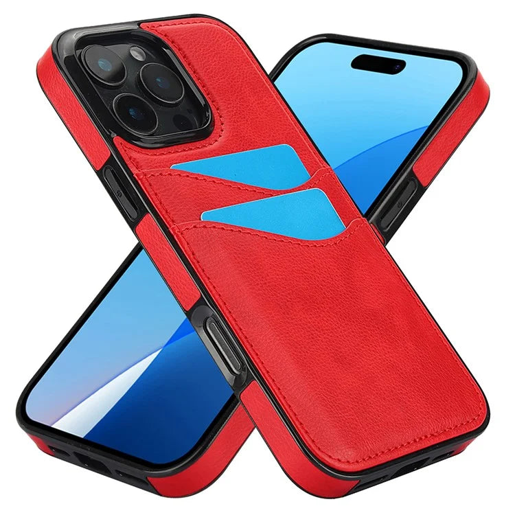 For iPhone 16 Pro Max Case Card Slot Slim-Fit PU+TPU Mobile Cover