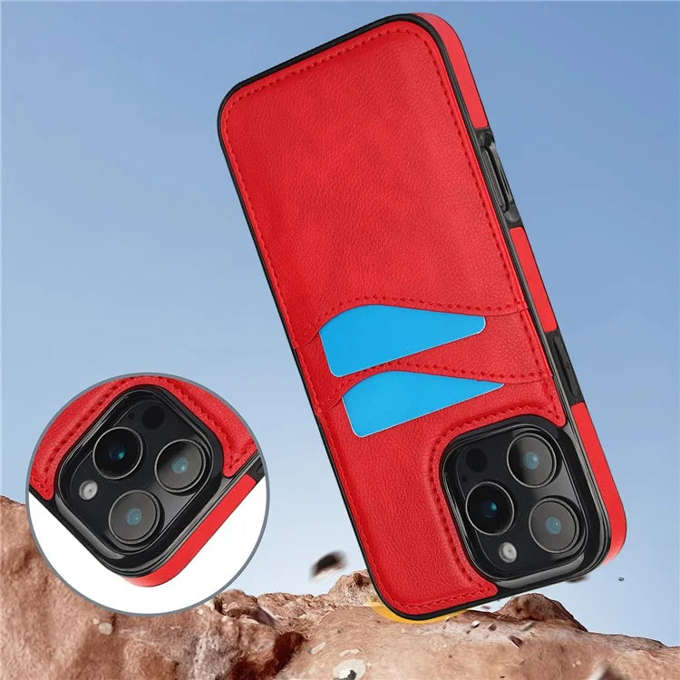 For iPhone 16 Pro Max Case Card Slot Slim-Fit PU+TPU Mobile Cover