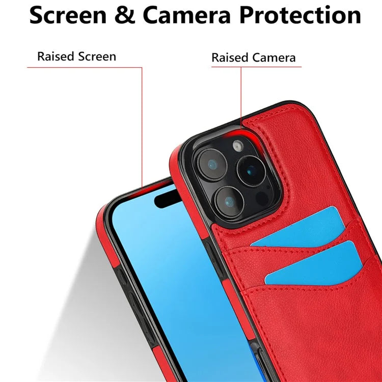 For iPhone 16 Pro Max Case Card Slot Slim-Fit PU+TPU Mobile Cover