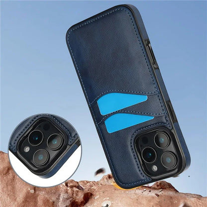 For iPhone 16 Pro Max Case Card Slot Slim-Fit PU+TPU Mobile Cover