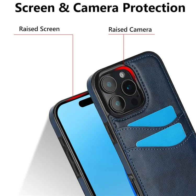 For iPhone 16 Pro Max Case Card Slot Slim-Fit PU+TPU Mobile Cover