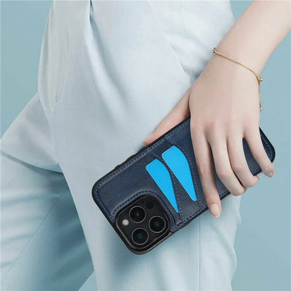 For iPhone 16 Pro Max Case Card Slot Slim-Fit PU+TPU Mobile Cover
