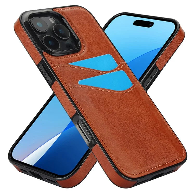 For iPhone 16 Pro Max Case Card Slot Slim-Fit PU+TPU Mobile Cover