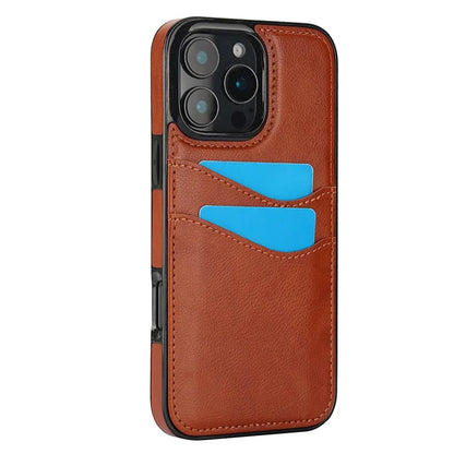 For iPhone 16 Pro Max Case Card Slot Slim-Fit PU+TPU Mobile Cover