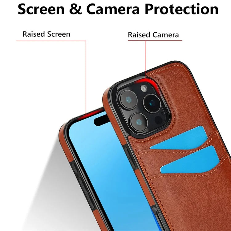 For iPhone 16 Pro Max Case Card Slot Slim-Fit PU+TPU Mobile Cover