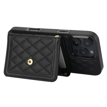 For iPhone 16 Pro Case Card Holders RFID Blocking PU Leather+TPU Phone Cover with Shoulder Strap