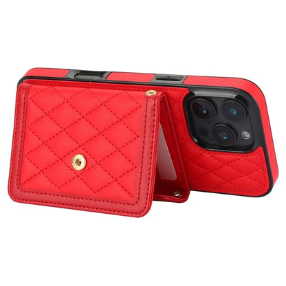 For iPhone 16 Pro Case Card Holders RFID Blocking PU Leather+TPU Phone Cover with Shoulder Strap
