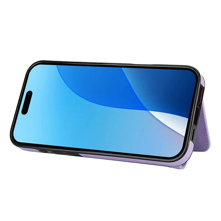 For iPhone 16 Pro Case Card Holders RFID Blocking PU Leather+TPU Phone Cover with Shoulder Strap