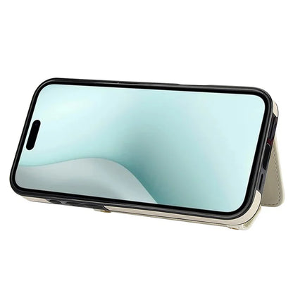 For iPhone 16 Plus Case Card Holders RFID Blocking PU Leather+TPU Phone Cover with Shoulder Strap