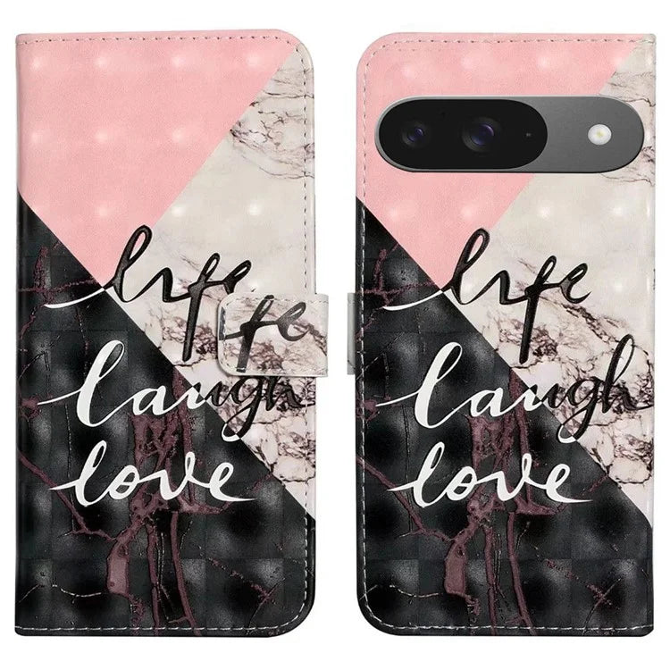For Google Pixel 9 / Pixel 9 Pro Case 3D Creative Pattern PU Leather Stand Phone Cover