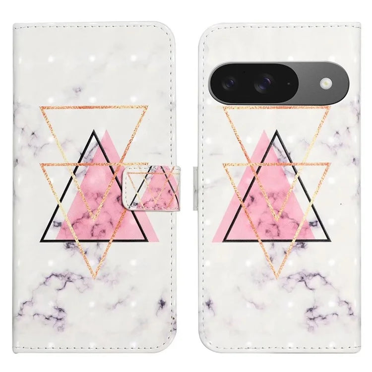 For Google Pixel 9 / Pixel 9 Pro Case 3D Creative Pattern PU Leather Stand Phone Cover