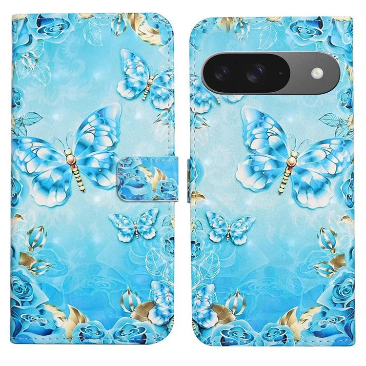For Google Pixel 9 / Pixel 9 Pro Case 3D Creative Pattern PU Leather Stand Phone Cover