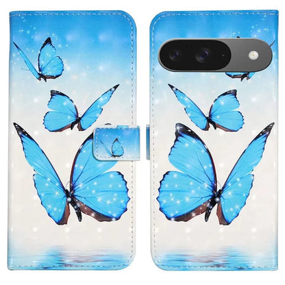For Google Pixel 9 / Pixel 9 Pro Case 3D Creative Pattern PU Leather Stand Phone Cover