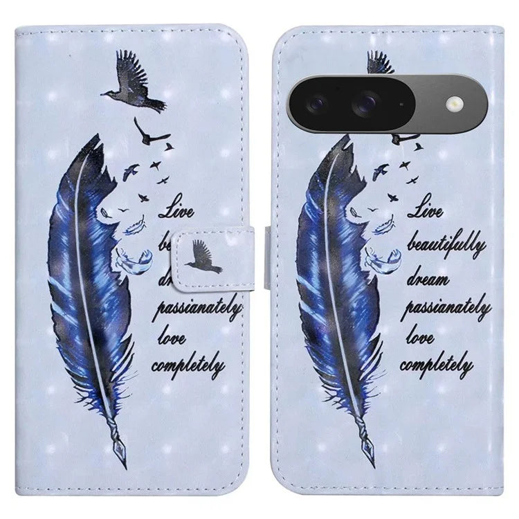 For Google Pixel 9 / Pixel 9 Pro Case 3D Creative Pattern PU Leather Stand Phone Cover