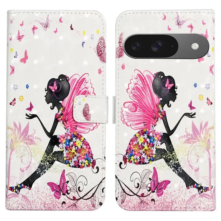 For Google Pixel 9 / Pixel 9 Pro Case 3D Creative Pattern PU Leather Stand Phone Cover