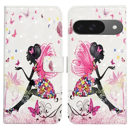 For Google Pixel 9 / Pixel 9 Pro Case 3D Creative Pattern PU Leather Stand Phone Cover