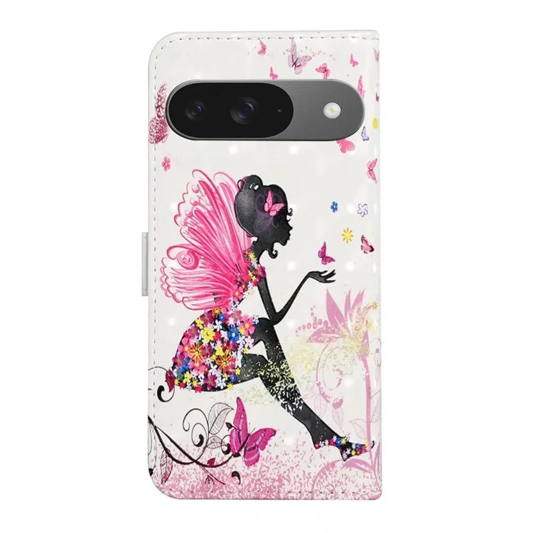 For Google Pixel 9 / Pixel 9 Pro Case 3D Creative Pattern PU Leather Stand Phone Cover