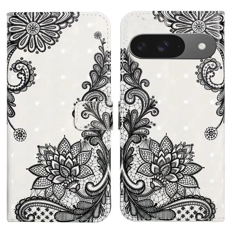 For Google Pixel 9 / Pixel 9 Pro Case 3D Creative Pattern PU Leather Stand Phone Cover