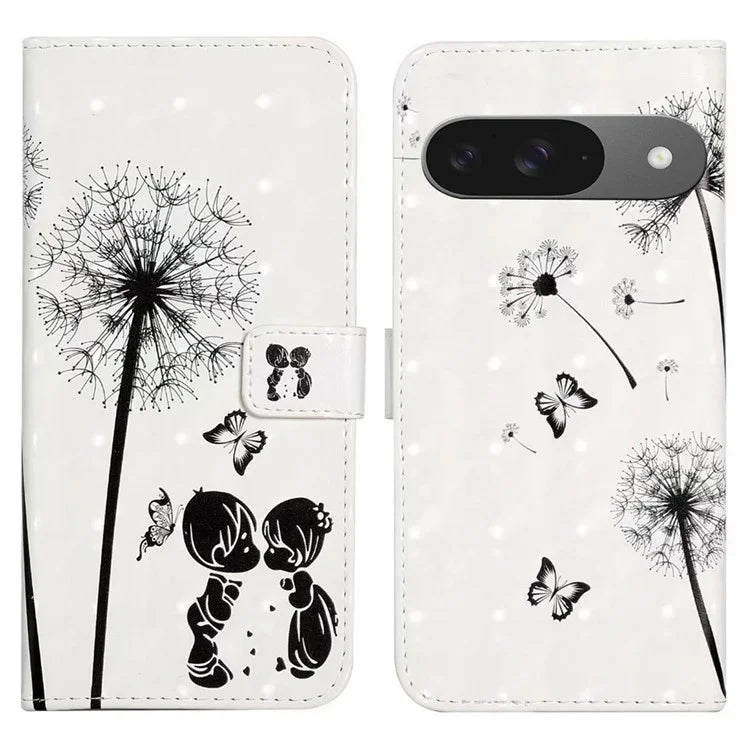 For Google Pixel 9 / Pixel 9 Pro Case 3D Creative Pattern PU Leather Stand Phone Cover