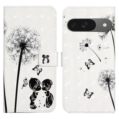 For Google Pixel 9 / Pixel 9 Pro Case 3D Creative Pattern PU Leather Stand Phone Cover