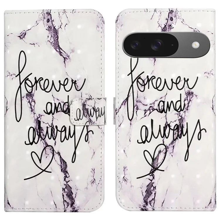 For Google Pixel 9 / Pixel 9 Pro Case 3D Creative Pattern PU Leather Stand Phone Cover