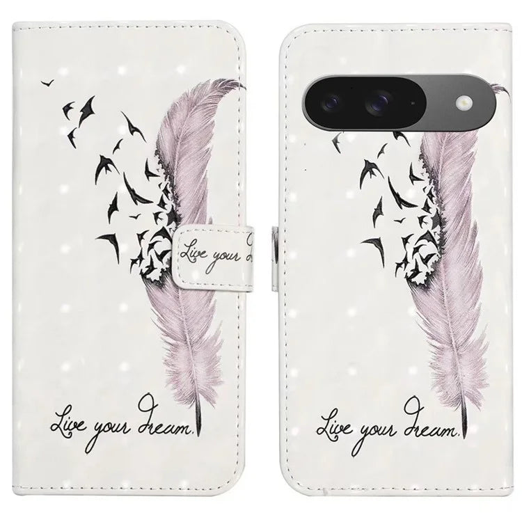 For Google Pixel 9 / Pixel 9 Pro Case 3D Creative Pattern PU Leather Stand Phone Cover