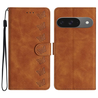 For Google Pixel 9 / Pixel 9 Pro Case Imprinted Butterfly Leather Wallet Phone Cover