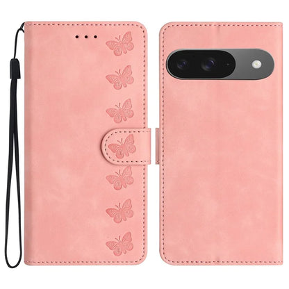 For Google Pixel 9 / Pixel 9 Pro Case Imprinted Butterfly Leather Wallet Phone Cover