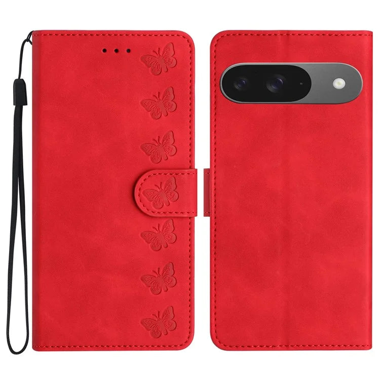 For Google Pixel 9 / Pixel 9 Pro Case Imprinted Butterfly Leather Wallet Phone Cover